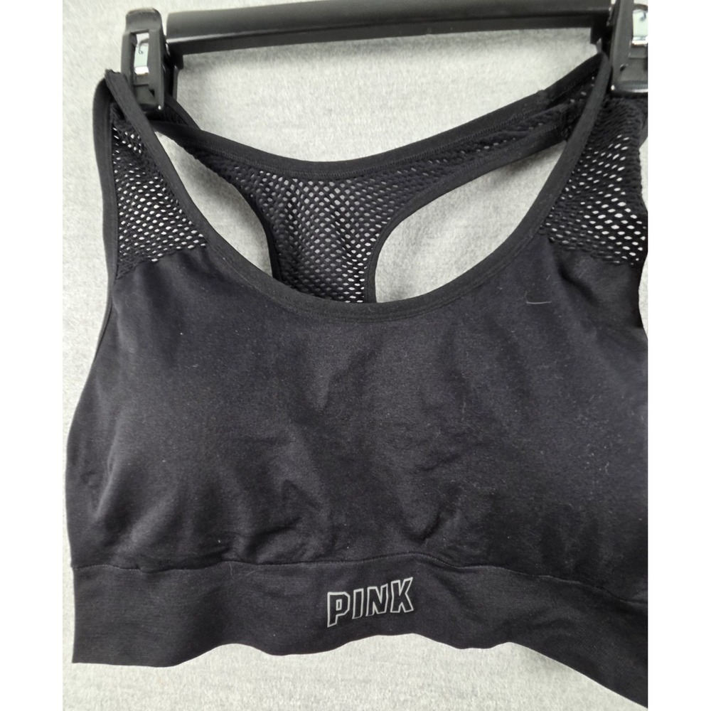 PINK Active Victorias Secret XL Seamless Comfort Sports Bra Black Breathable NEW